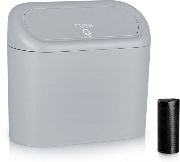 Green Mini Car Trash Can with Lid and 20 Disposable Bags for Vehicle Storage