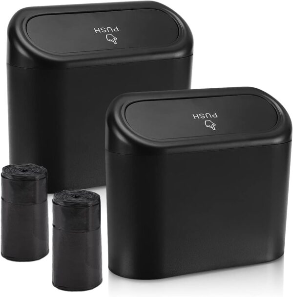 Leakproof Hanging Car Trash Bin with Lid and Disposable Bag Roll for Vehicle Storage