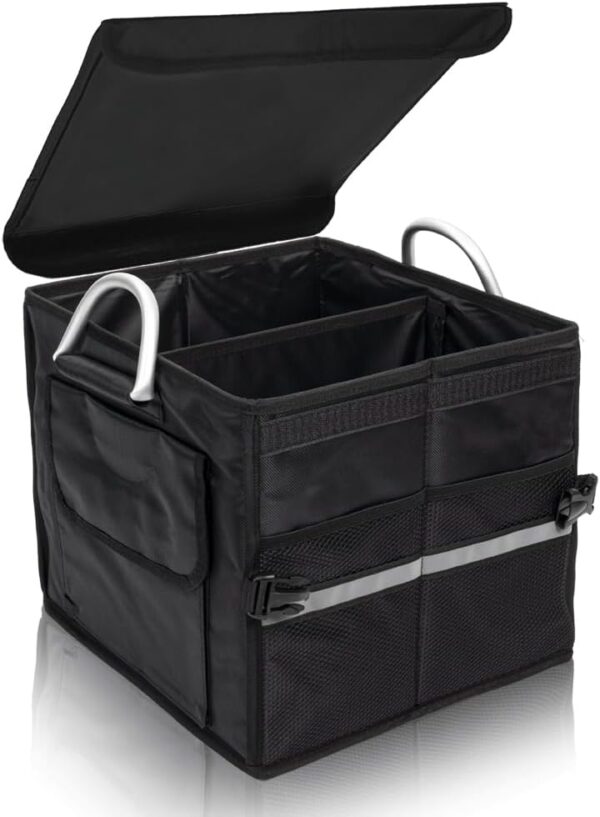 Small Waterproof Car Trunk Organizer with Lid and Portable Storage Handle