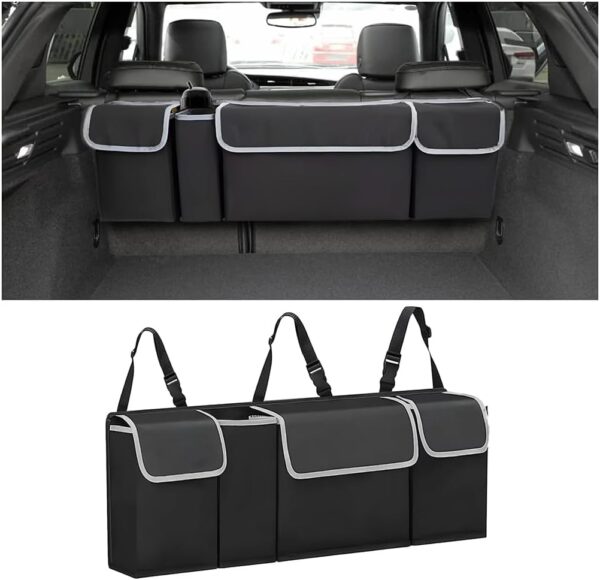 Hanging Backseat Car Storage Organizer with Adjustable Straps and Multiple Storage Pockets