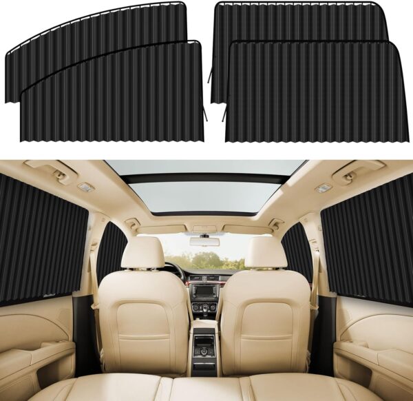 4-Piece Magnetic Side Window Sun Shade Curtains for Privacy and Heat Reduction