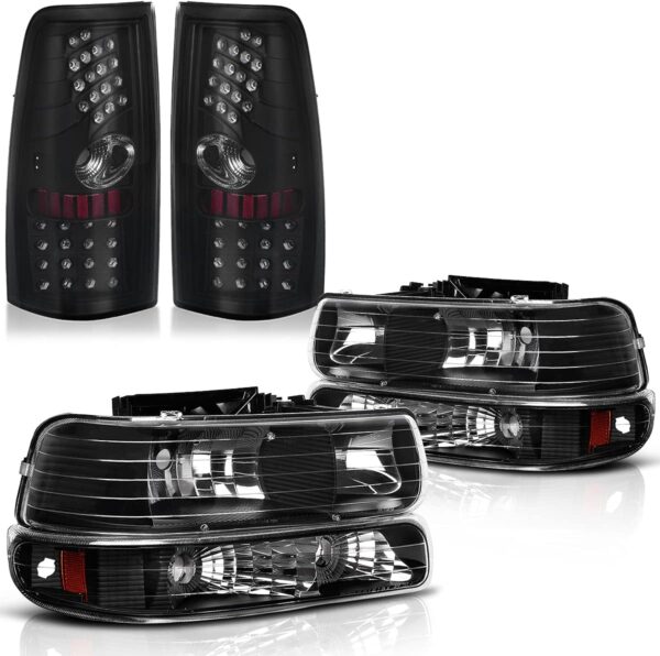 Complete Car Headlight and LED Tail Light Assembly Set with Enhanced Vehicle Lighting Design