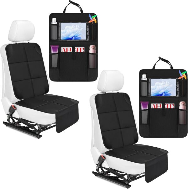 4-Piece Car Seat Protector and Backseat Organizer Set with Storage Pockets