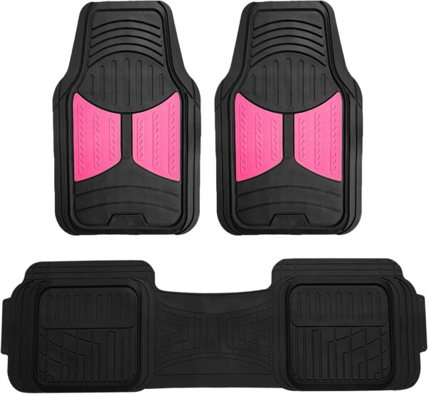 Heavy Duty Pink Rubber Car Floor Mats with Trim-to-Fit Universal Design