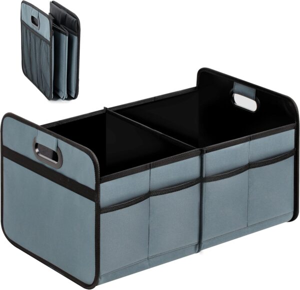 Collapsible Car Trunk Organizer with Dual Compartments and Waterproof Oxford Material