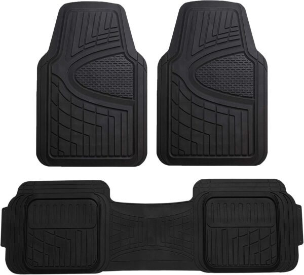 Heavy Duty Universal Rubber Floor Mats with Trim-to-Fit Design for All Vehicles