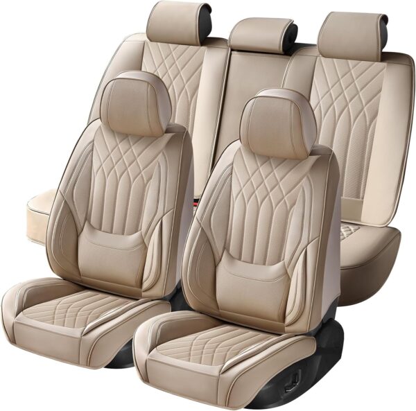 Full Set Leather Car Seat Covers with Waterproof Protection and Front & Rear Seat Coverage