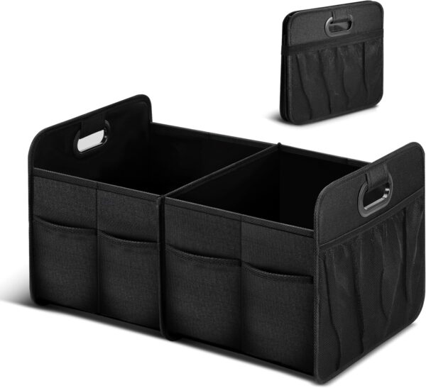 50L Collapsible Car Trunk Organizer with Waterproof Oxford Fabric and Multi Compartment Storage